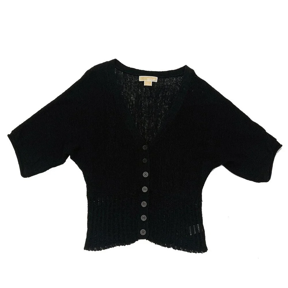 Michael Kors Black Button Cardigan Top Blouse Womens S
